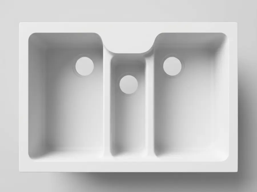 3D-модель двойной кухонной мойки с дополнительной чашей